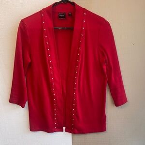 Rafaella Red Cardigan with Stud Accents